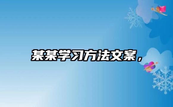 某某學(xué)習(xí)方法文案，