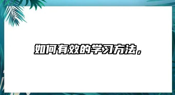 如何有效的學(xué)習(xí)方法，