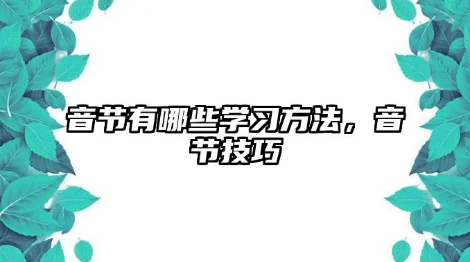 音節(jié)有哪些學(xué)習(xí)方法，音節(jié)技巧