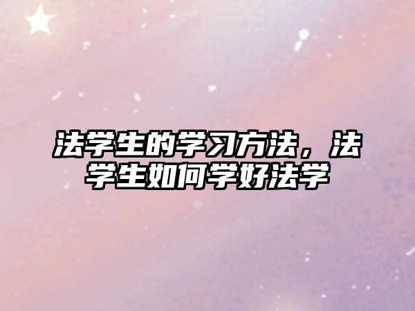 法學生的學習方法，法學生如何學好法學