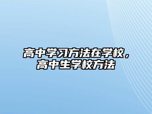 高中學(xué)習(xí)方法在學(xué)校，高中生學(xué)校方法