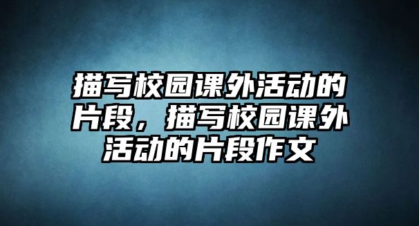 描寫校園課外活動的片段，描寫校園課外活動的片段作文
