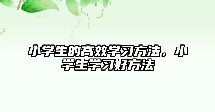小學(xué)生的高效學(xué)習(xí)方法，小學(xué)生學(xué)習(xí)好方法