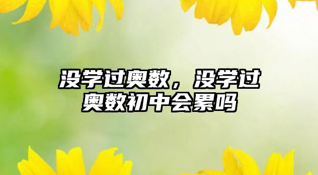 沒學(xué)過奧數(shù)，沒學(xué)過奧數(shù)初中會累嗎