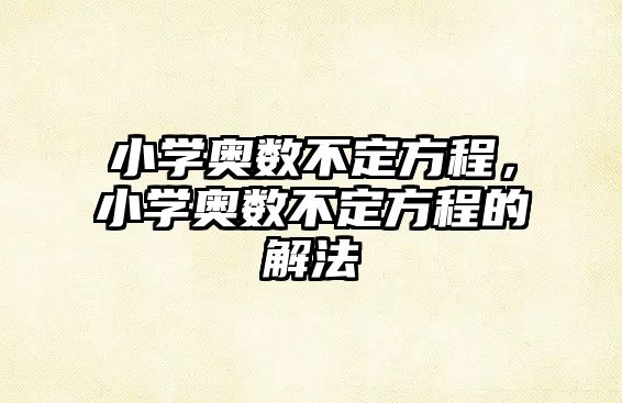小學奧數(shù)不定方程，小學奧數(shù)不定方程的解法