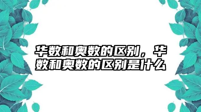 華數(shù)和奧數(shù)的區(qū)別，華數(shù)和奧數(shù)的區(qū)別是什么