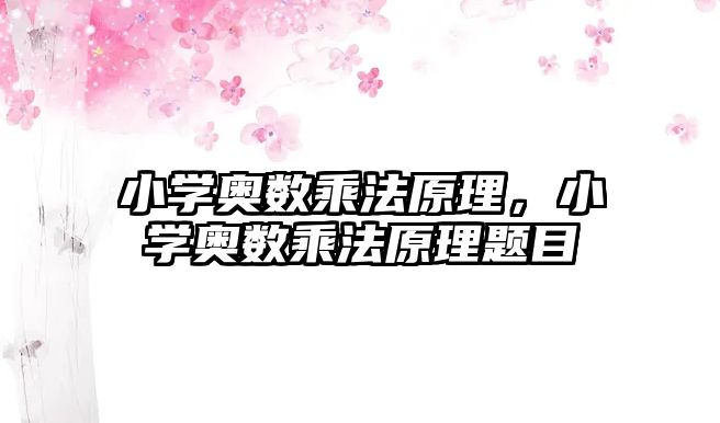 小學(xué)奧數(shù)乘法原理，小學(xué)奧數(shù)乘法原理題目