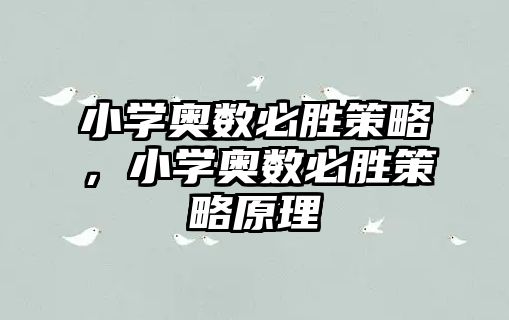 小學(xué)奧數(shù)必勝策略，小學(xué)奧數(shù)必勝策略原理